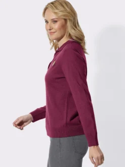 Polopullover mit offenem V-Ausschnitt