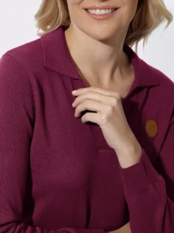 Polopullover mit offenem V-Ausschnitt