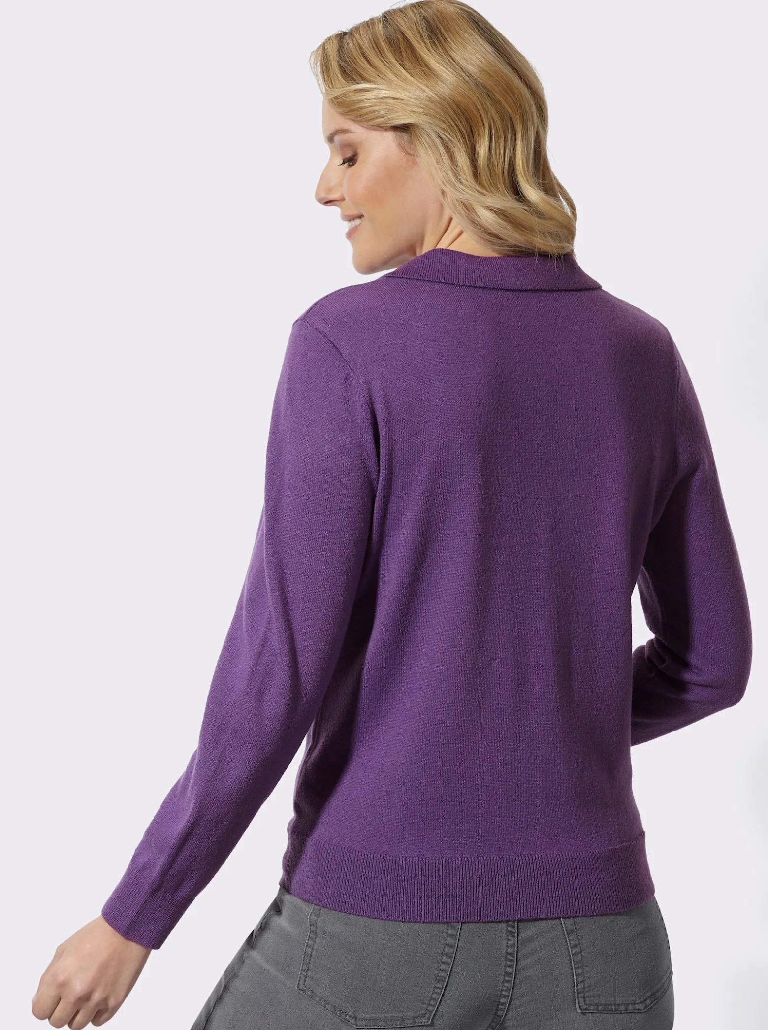 Polopullover mit offenem V-Ausschnitt