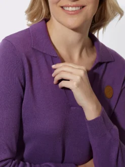 Polopullover mit offenem V-Ausschnitt