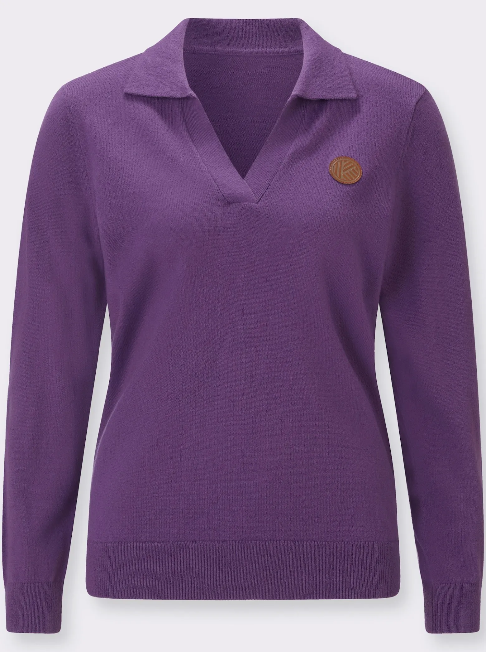 Polopullover mit offenem V-Ausschnitt