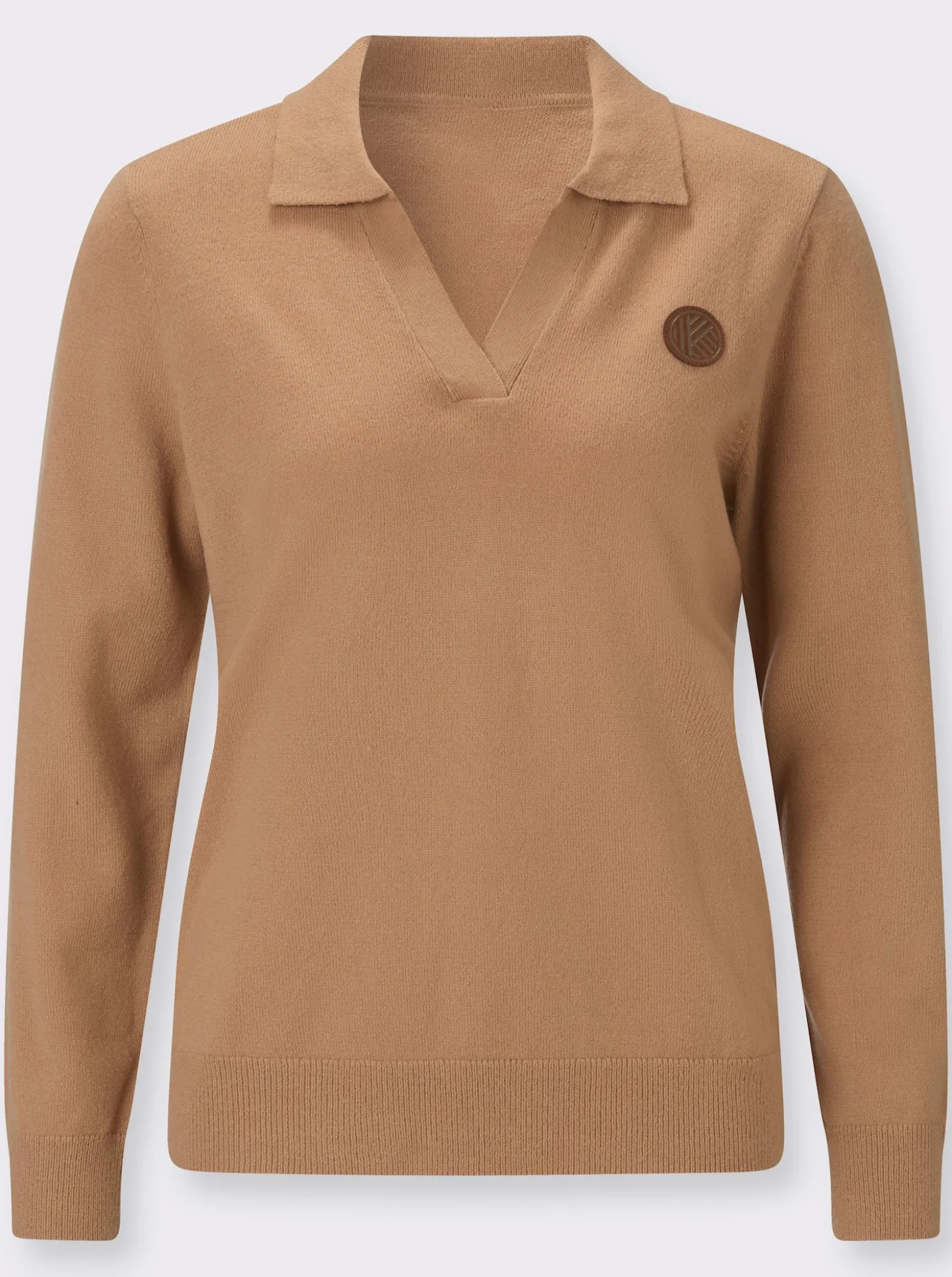 Polopullover mit offenem V-Ausschnitt