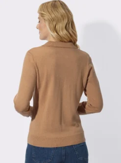 Polopullover mit offenem V-Ausschnitt