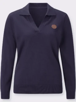 Polopullover mit offenem V-Ausschnitt