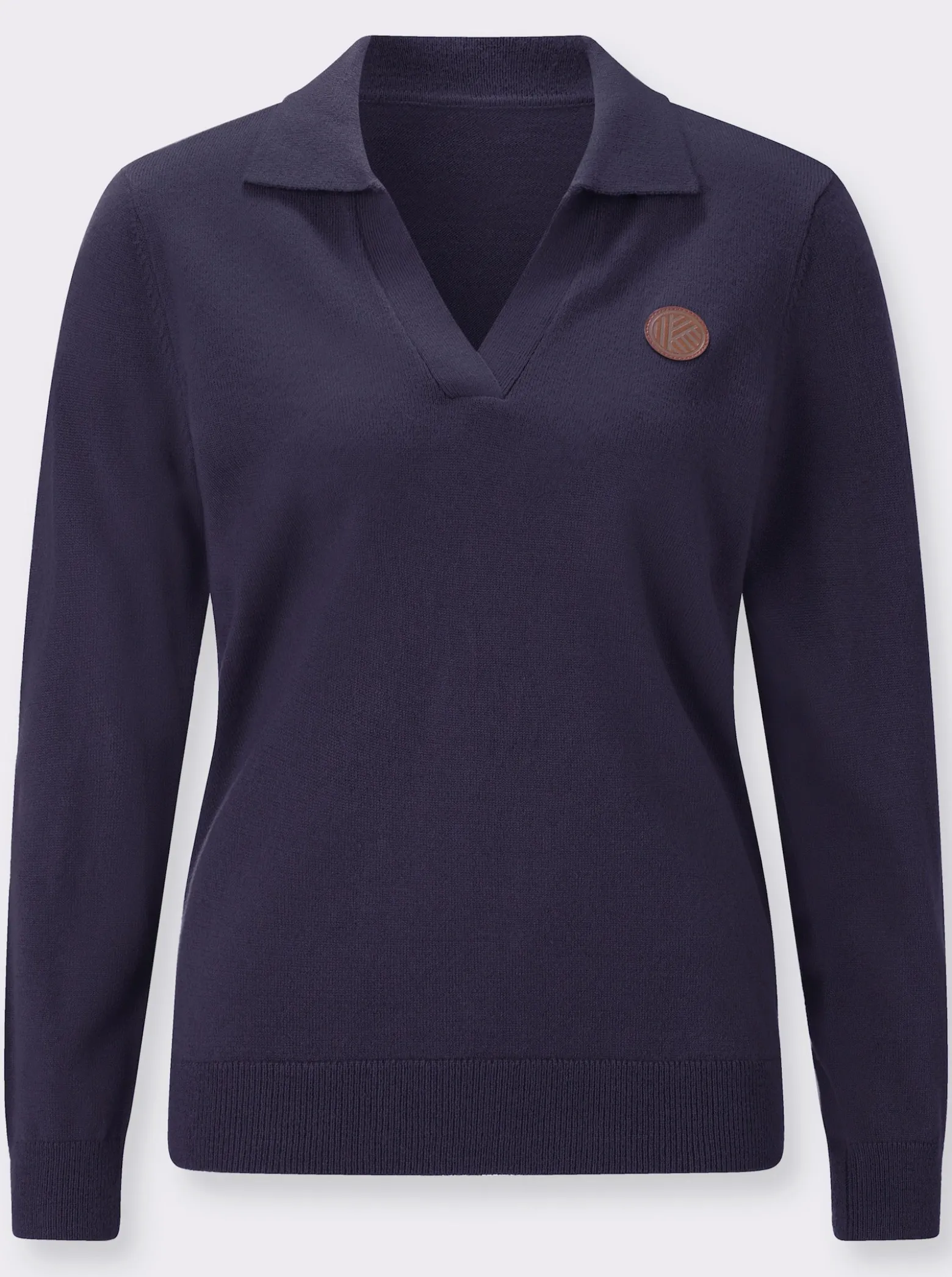 Polopullover mit offenem V-Ausschnitt