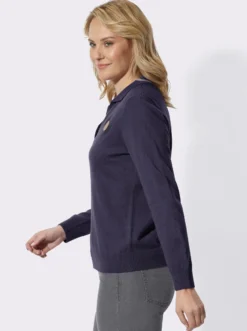 Polopullover mit offenem V-Ausschnitt