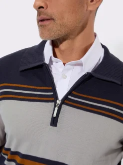 Polopullover mit platziertem Streifen-Muster