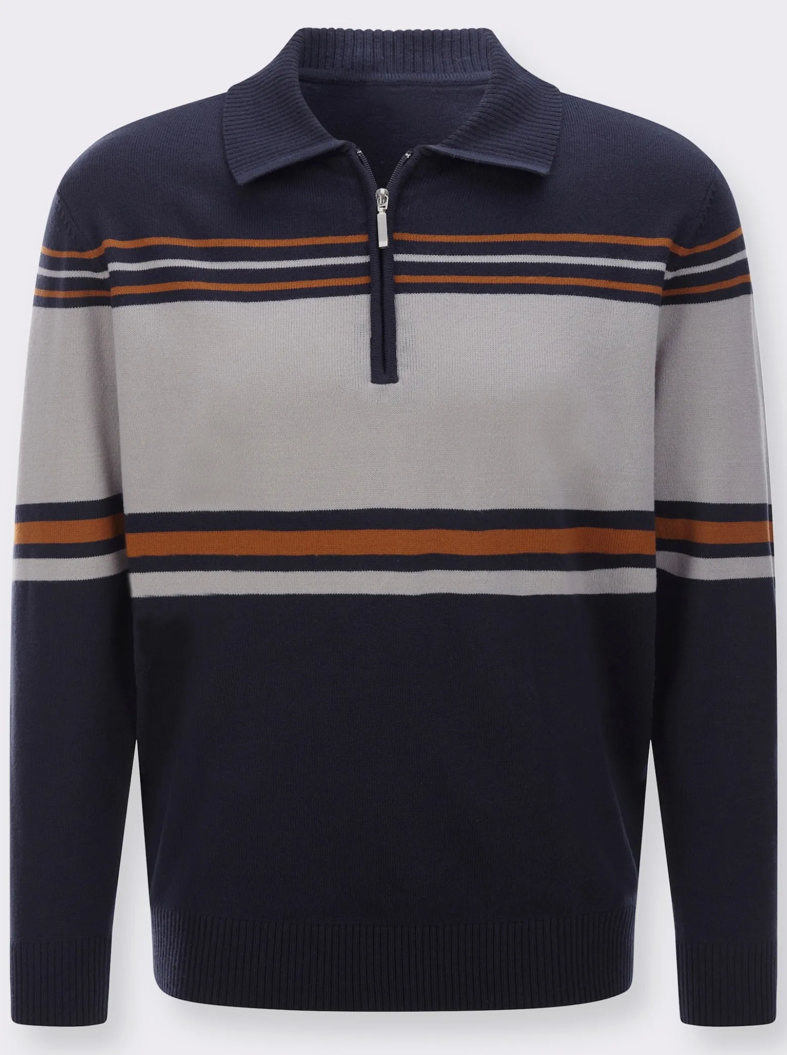 Polopullover mit platziertem Streifen-Muster
