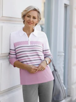Polopullover mit Ringelmuster