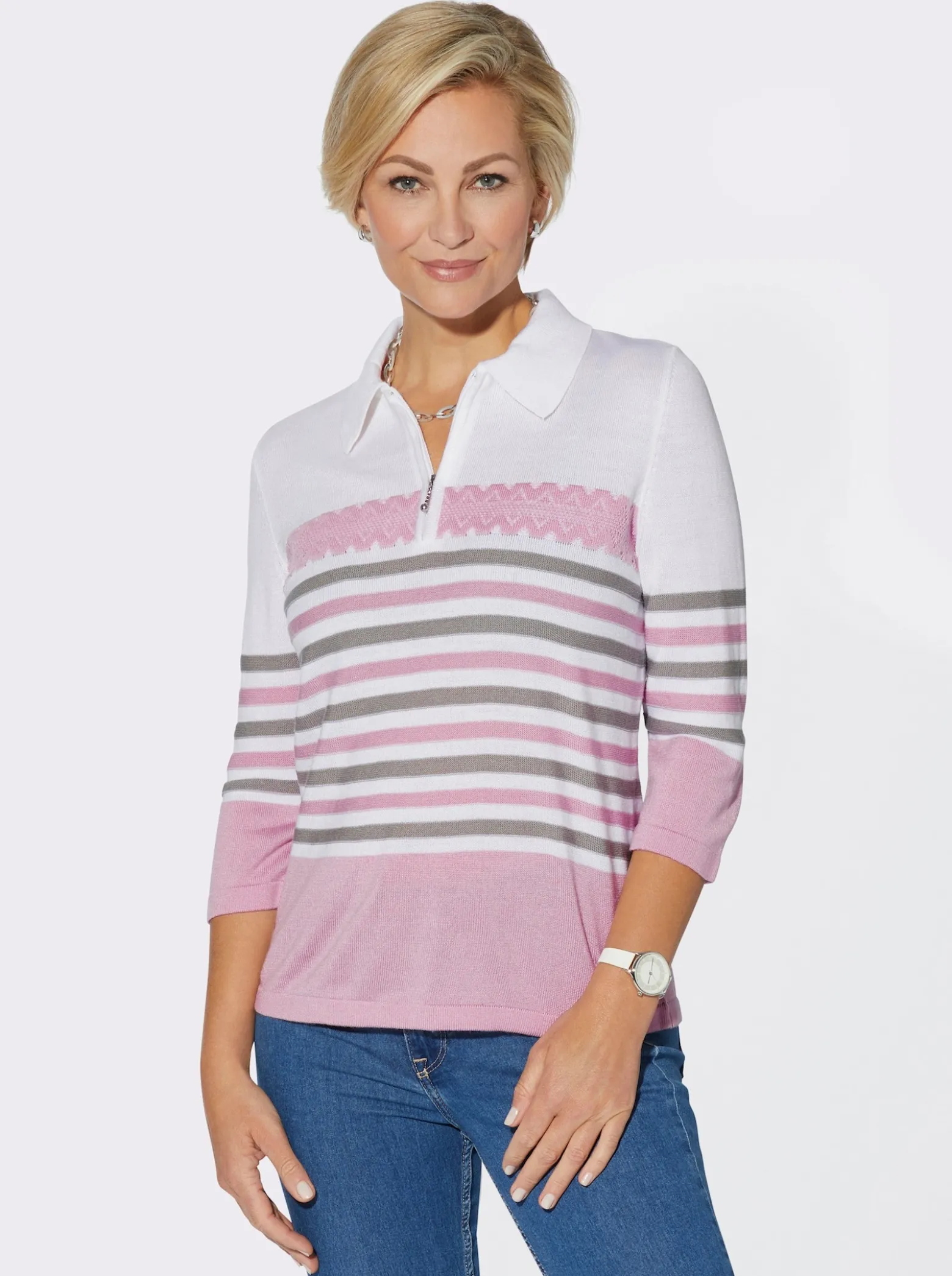 Polopullover mit Ringelmuster