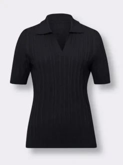 Polopullover mit Ripp-Muster