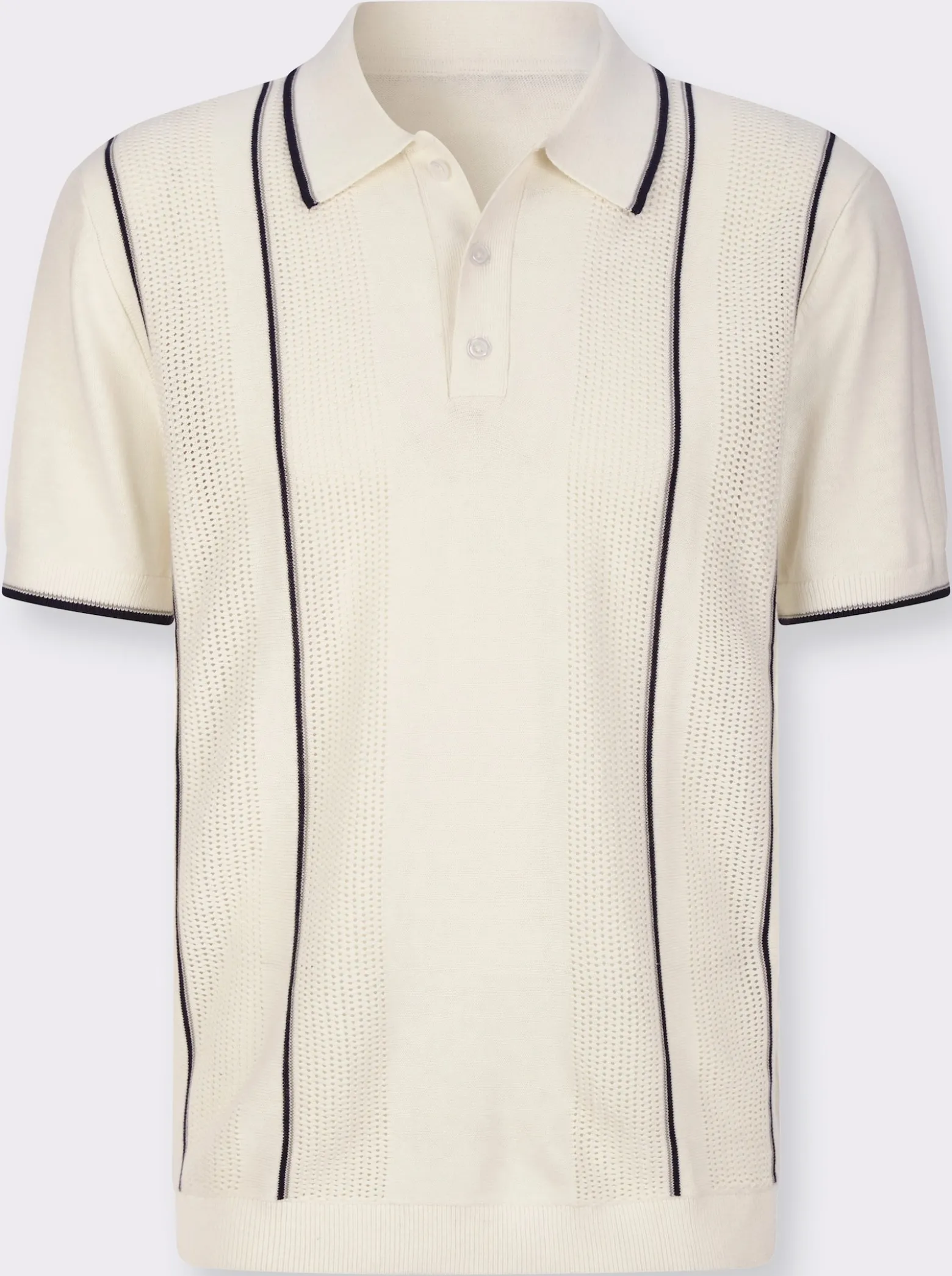 Polopullover mit Strickmuster im Vorderteil