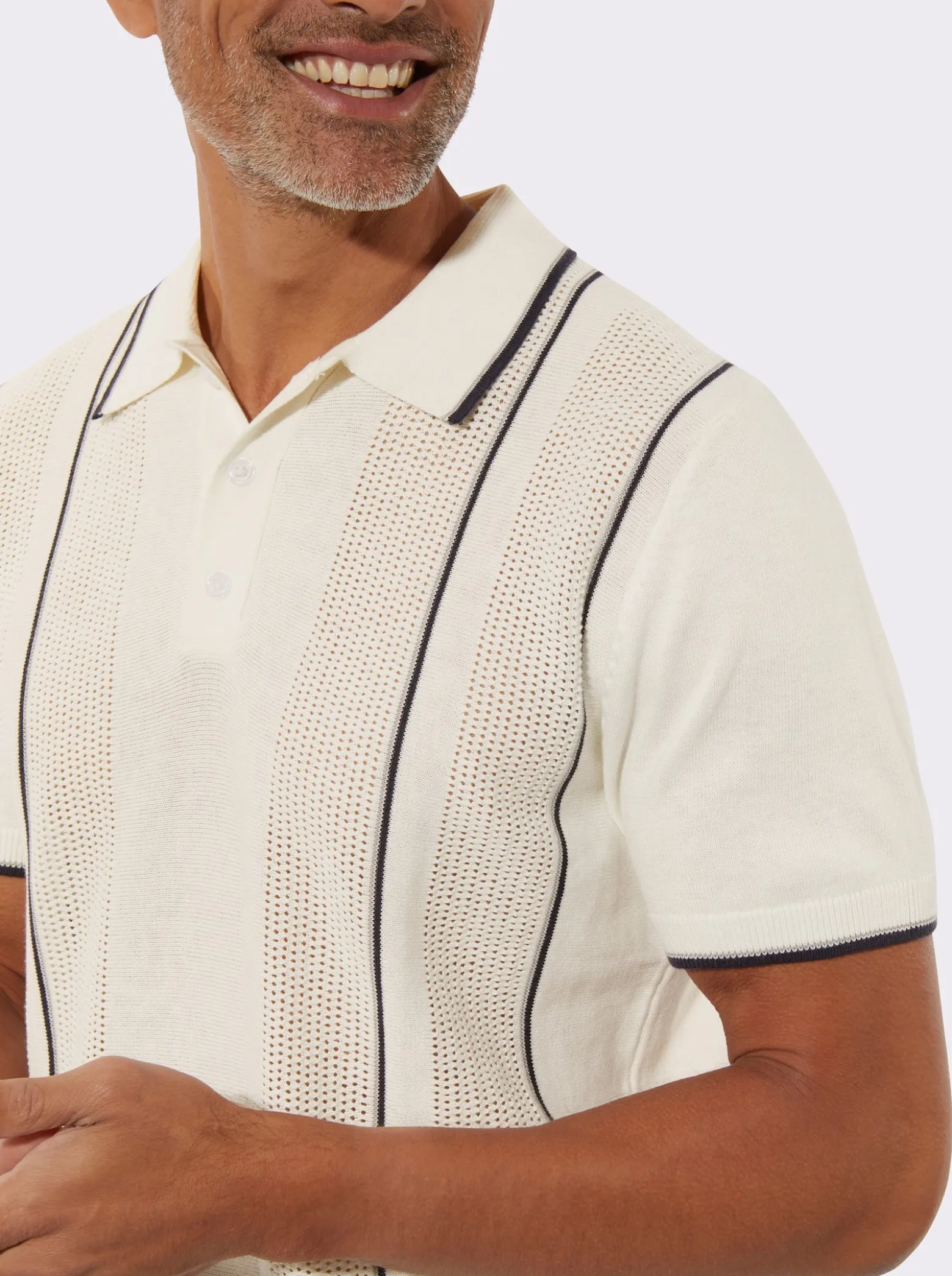 Polopullover mit Strickmuster im Vorderteil