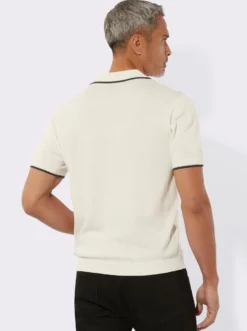 Polopullover mit Strickmuster im Vorderteil