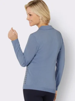Polopullover , Ärmel und Rückenteil einfarbig