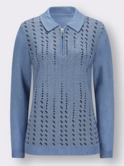 Polopullover , Ärmel und Rückenteil einfarbig