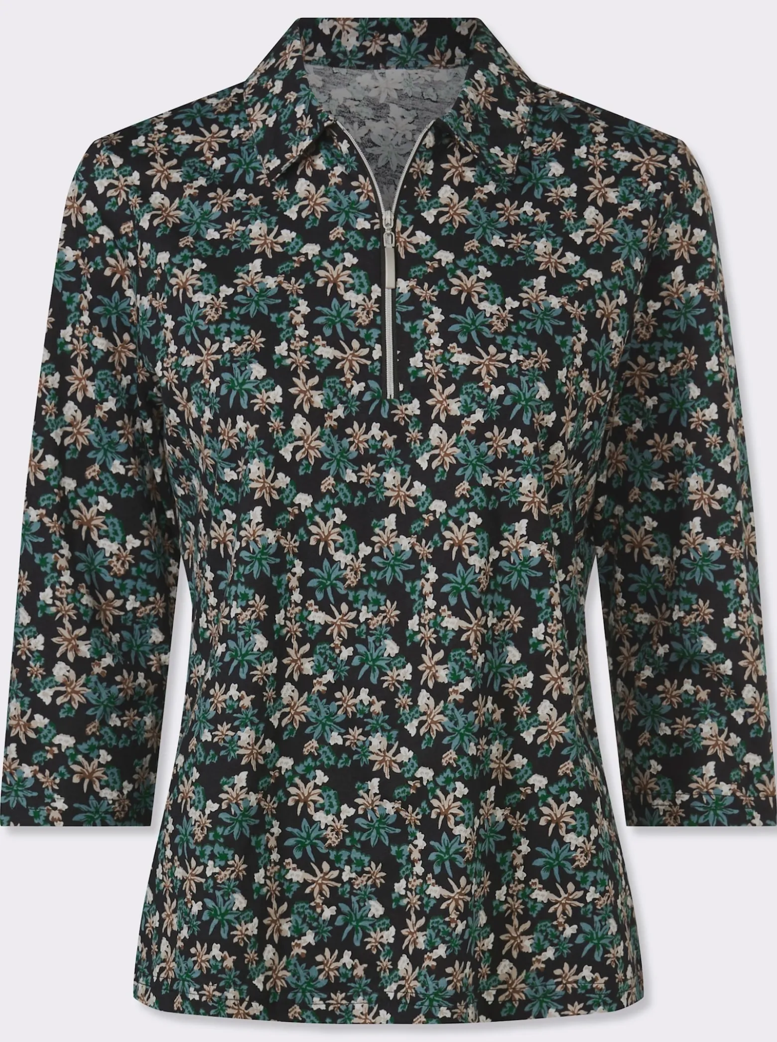 Poloshirt aus Baumwolle, geblümt