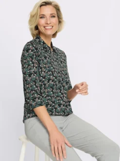 Poloshirt aus Baumwolle, geblümt