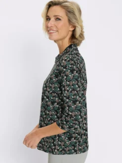 Poloshirt aus Baumwolle, geblümt