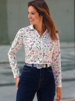 Poloshirt floral bedruckt