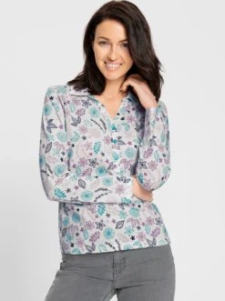 Poloshirt floral bedruckt