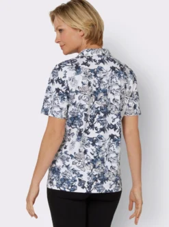 Poloshirt im Blüten-Dessin