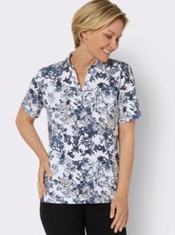 Poloshirt im Blüten-Dessin