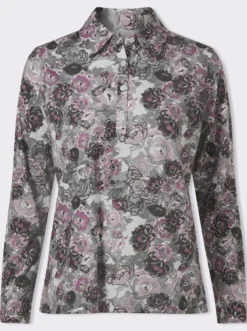 Poloshirt im floralen Dessin