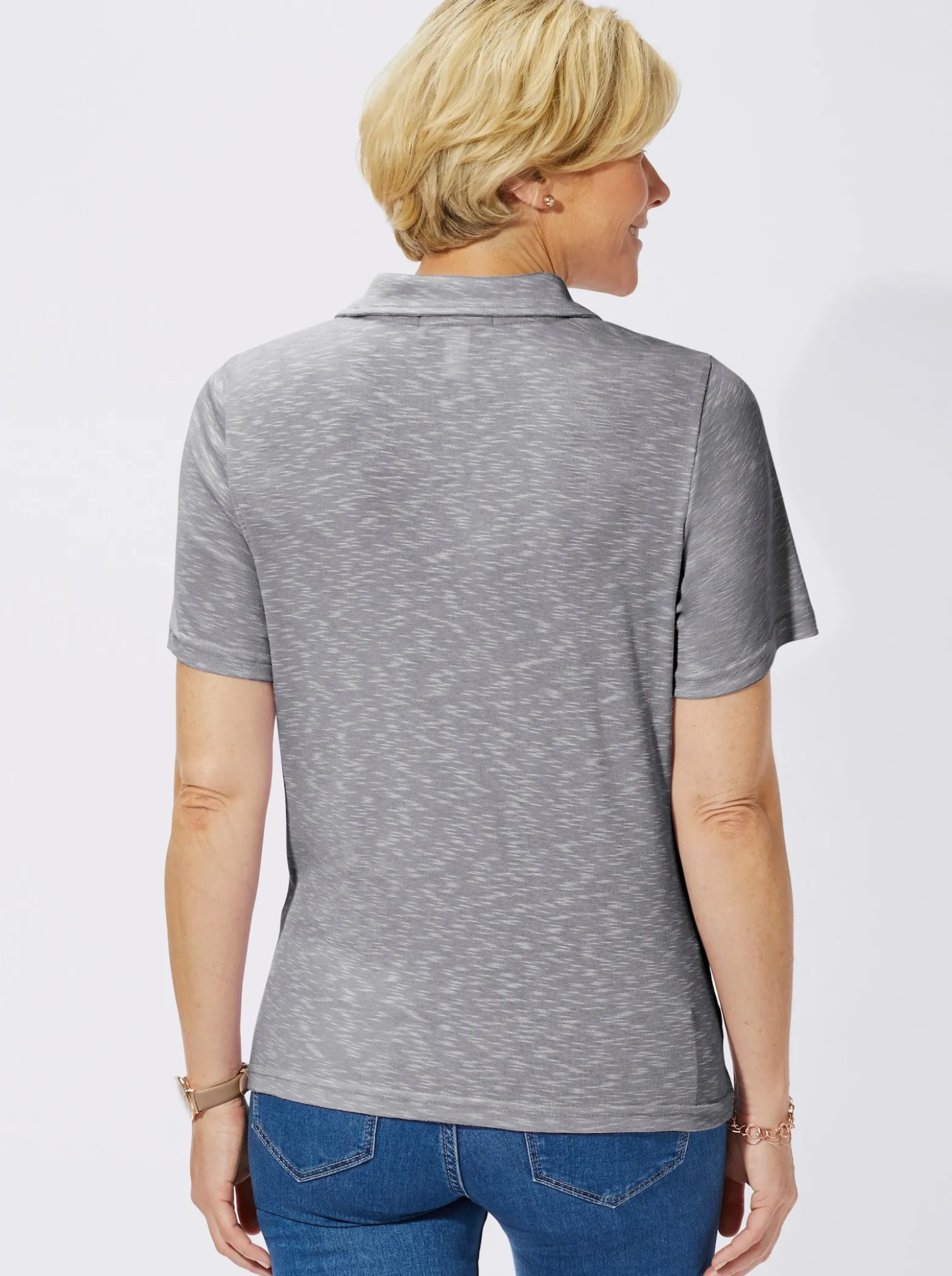 Poloshirt in Melange-Optik