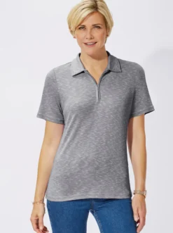 Poloshirt in Melange-Optik