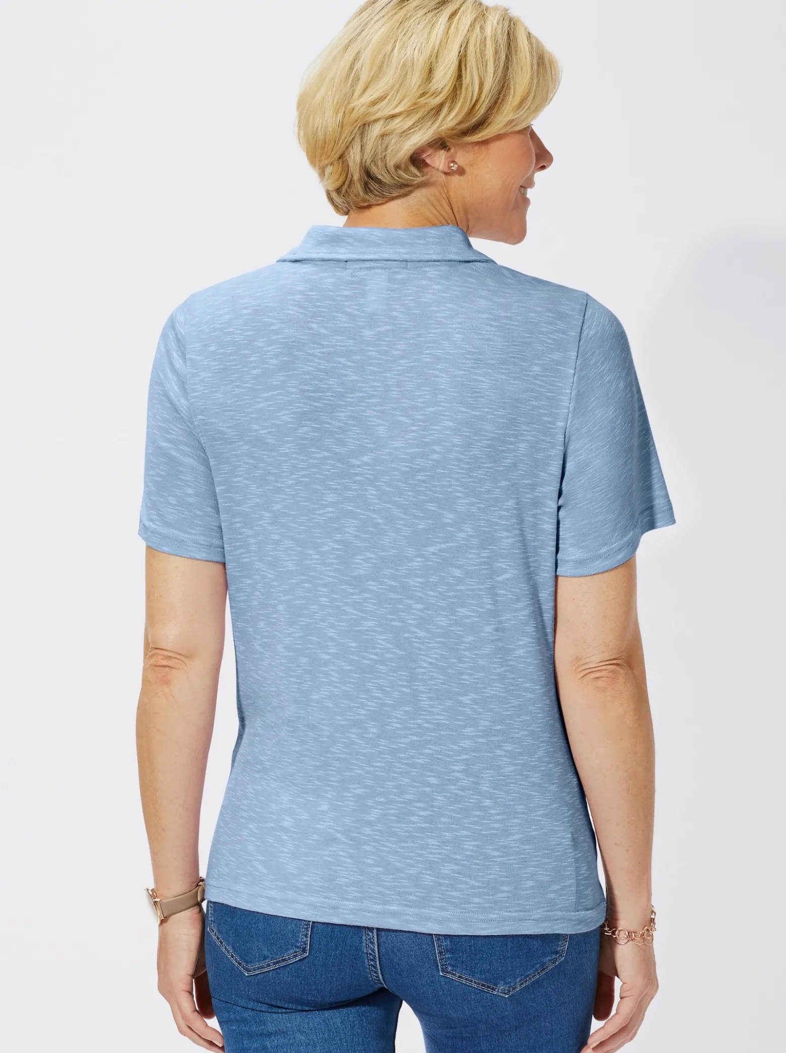 Poloshirt in Melange-Optik