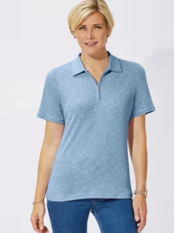 Poloshirt in Melange-Optik