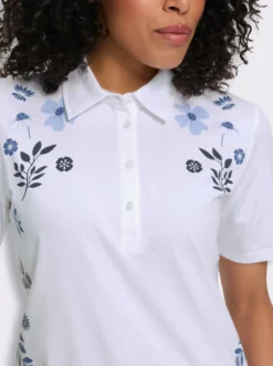 Poloshirt mit Blüten-Blätter-Druck vorne