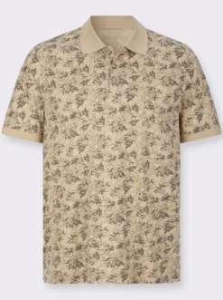Poloshirt mit Blätter-Druck