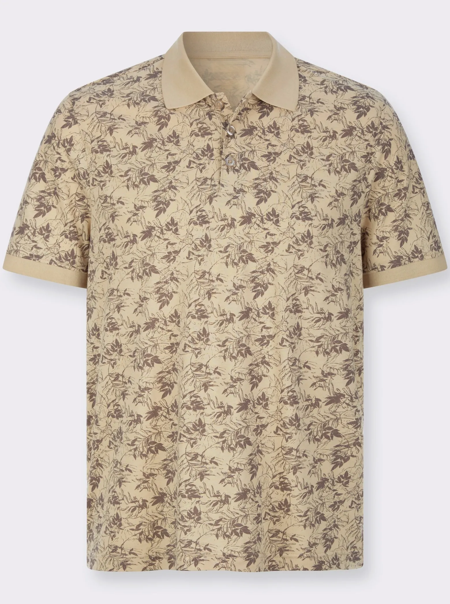 Poloshirt mit Blätter-Druck