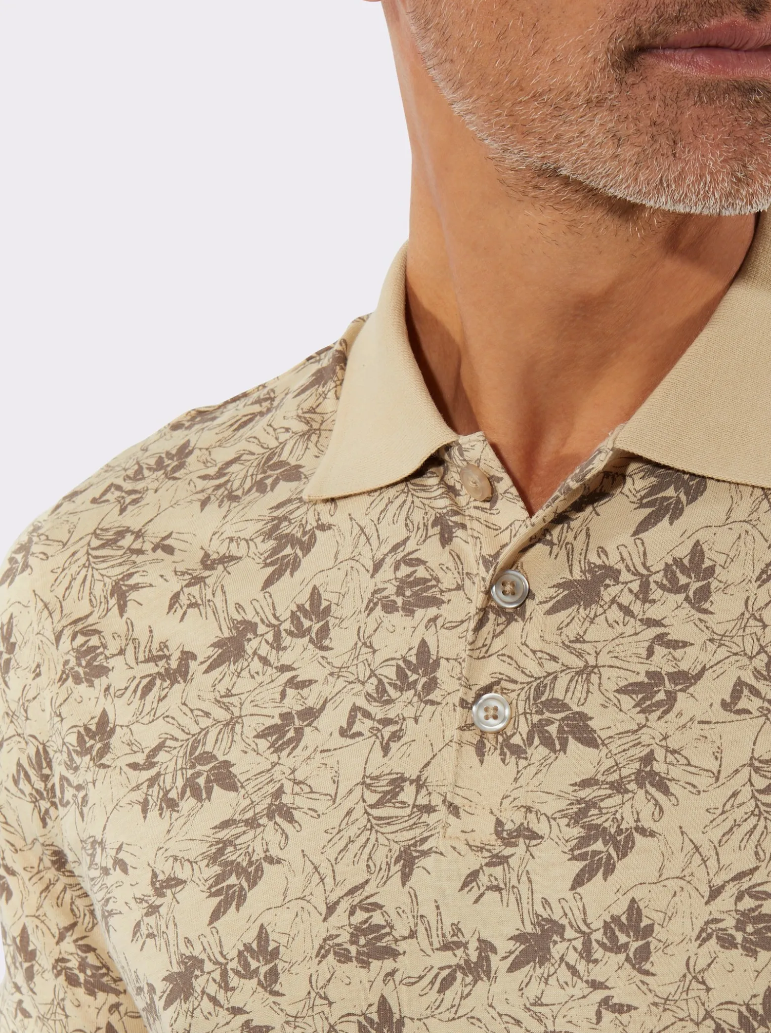 Poloshirt mit Blätter-Druck