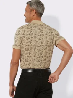 Poloshirt mit Blätter-Druck
