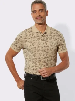 Poloshirt mit Blätter-Druck