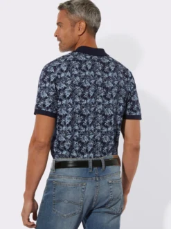 Poloshirt mit Blätter-Druck