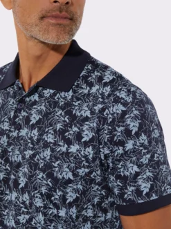 Poloshirt mit Blätter-Druck