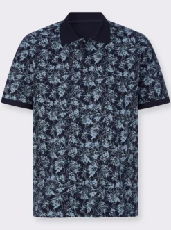 Poloshirt mit Blätter-Druck