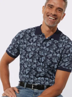 Poloshirt mit Blätter-Druck
