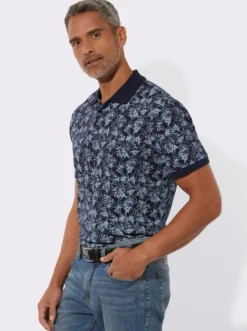 Poloshirt mit Blätter-Druck