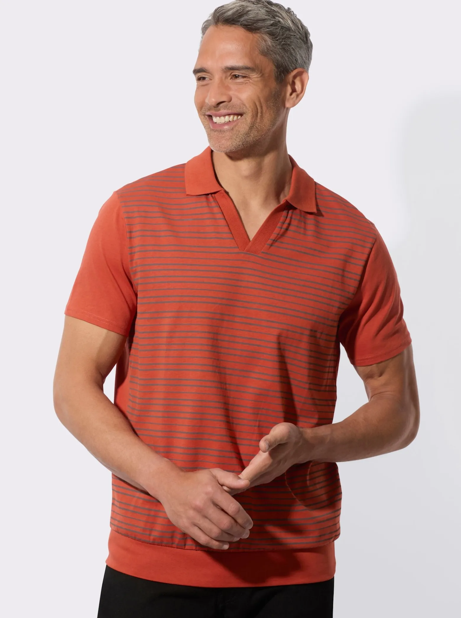 Poloshirt mit elastischem Saumabschluss