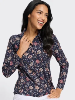 Poloshirt mit floralem Druck