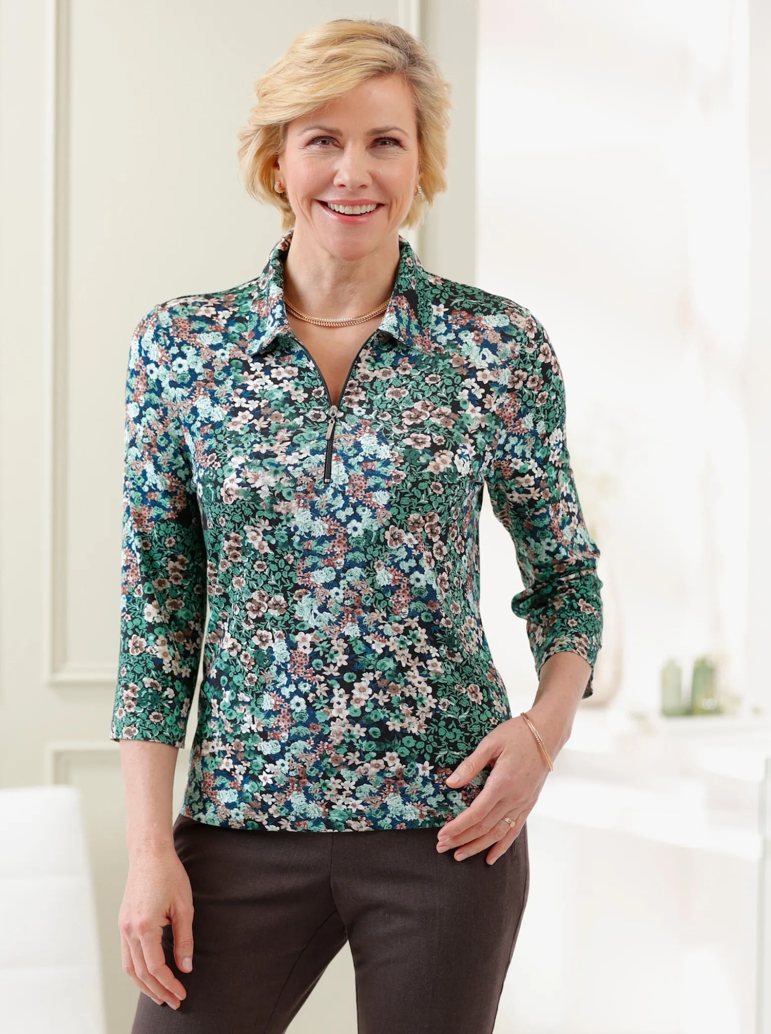 Poloshirt mit kurzem Reißverschluss