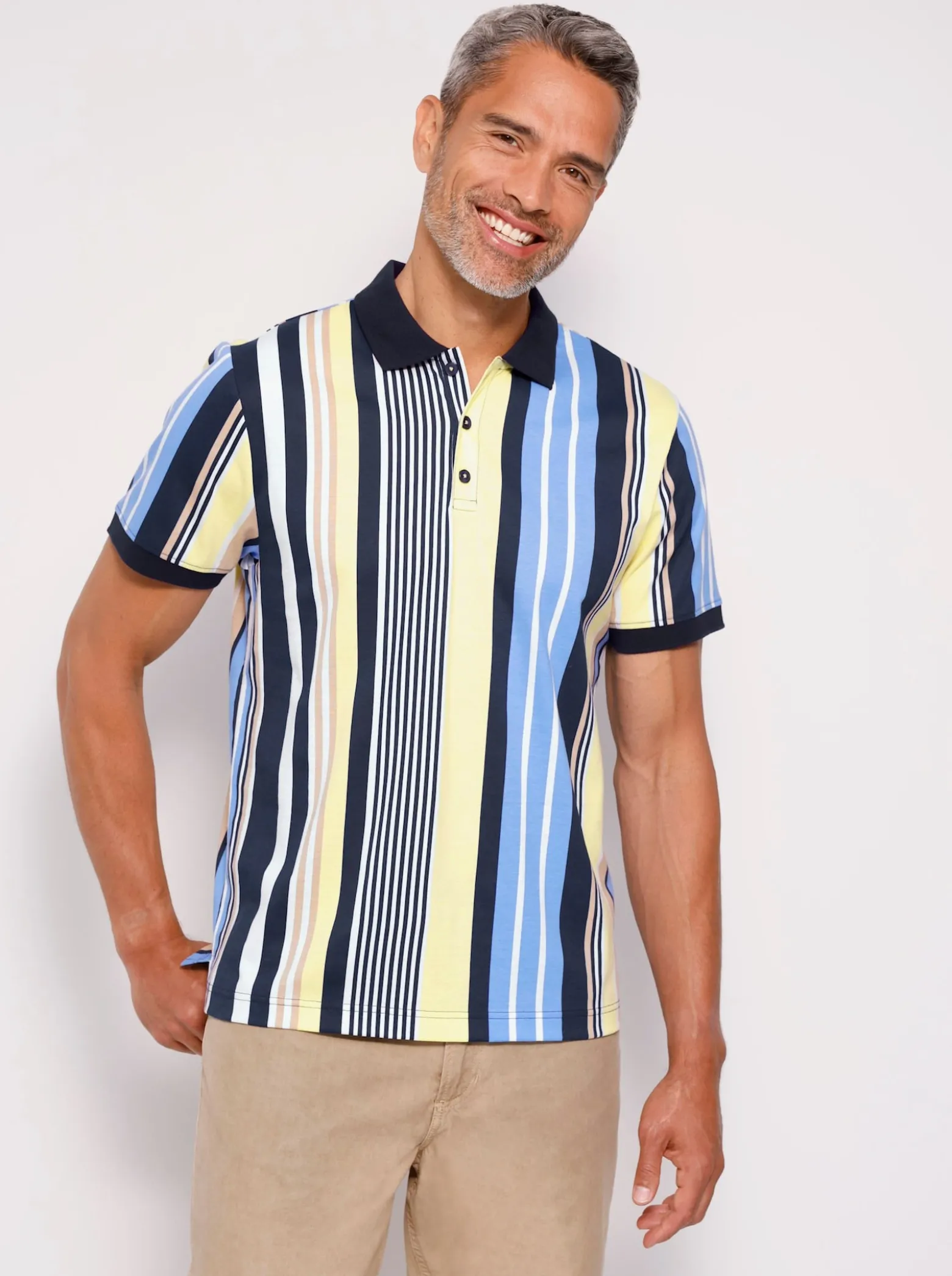 Poloshirt mit Längsstreifen-Muster