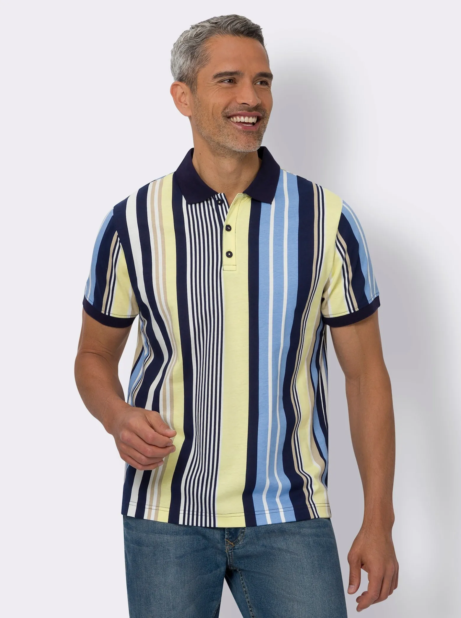 Poloshirt mit Längsstreifen-Muster