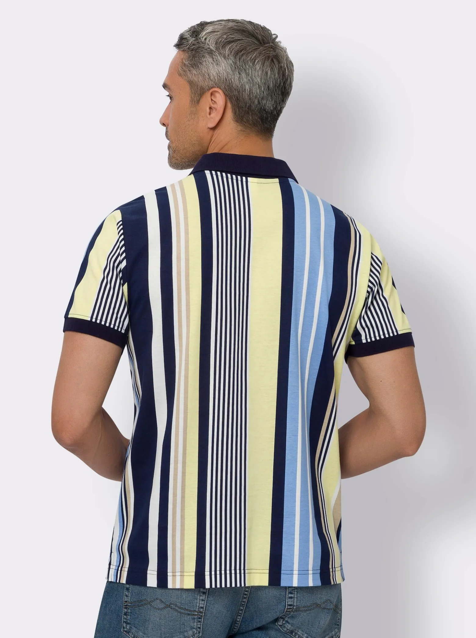 Poloshirt mit Längsstreifen-Muster