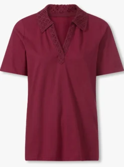 Poloshirt mit Lochstickerei